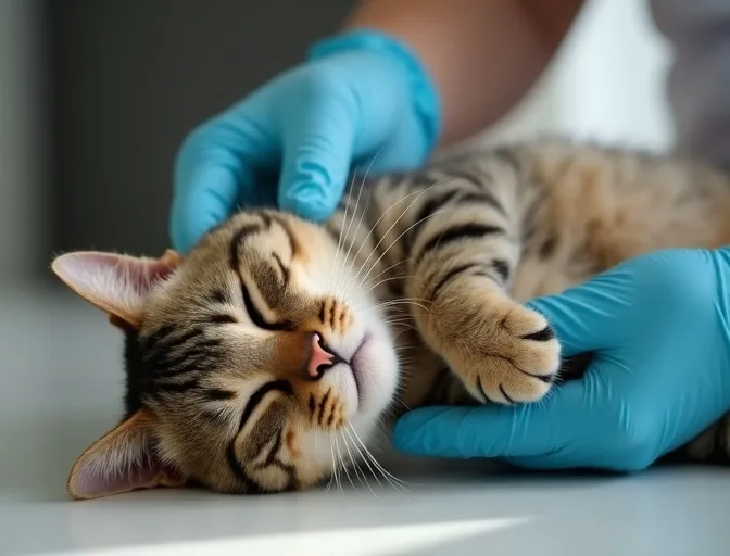 Specialist carefully handling a deceased cat with dignity in Thomson