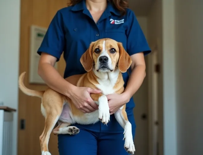 Technician respectfully transporting a deceased dog in Thomson